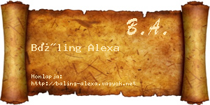 Báling Alexa névjegykártya